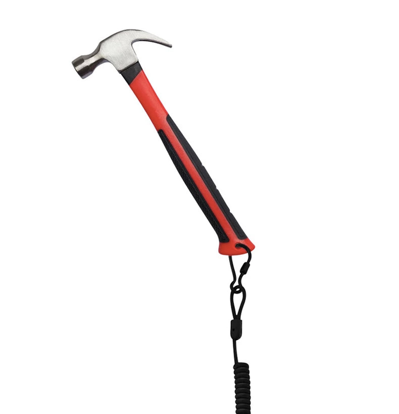 Tool secured by a kevlar coiled tool lanyard to prevent drops