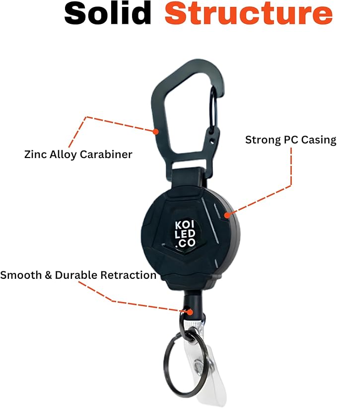 Retractable Keychain with Zinc Alloy Carabiner